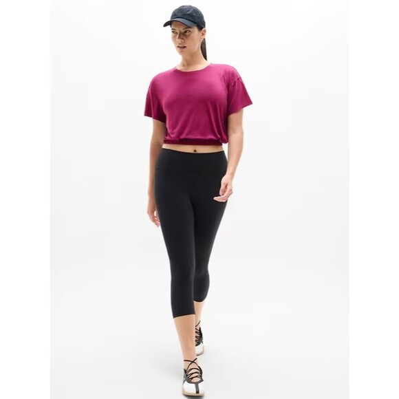 Athleta M With Ease Bubble Hem Tee Wildberry Medium - Picture 5 of 6